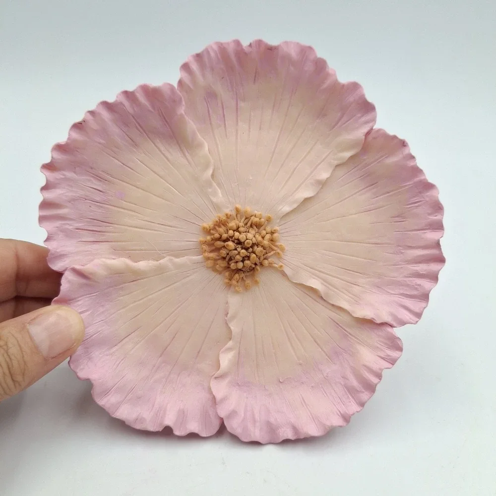 Vtg 1994 Ranger International‎ Pink Flower Trinket Dish Resin Jewelry Tray 5.5